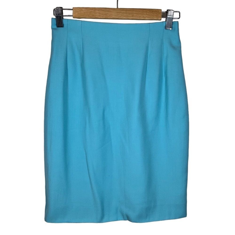 Vintage Terry Paris Made in France Pastel Blue Pencil Skirt T 1